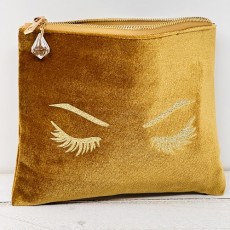 Lashes Burnished Gold Velvet Make Up Bag